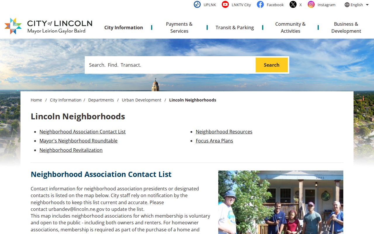Lincoln neighbors neighborhood association map