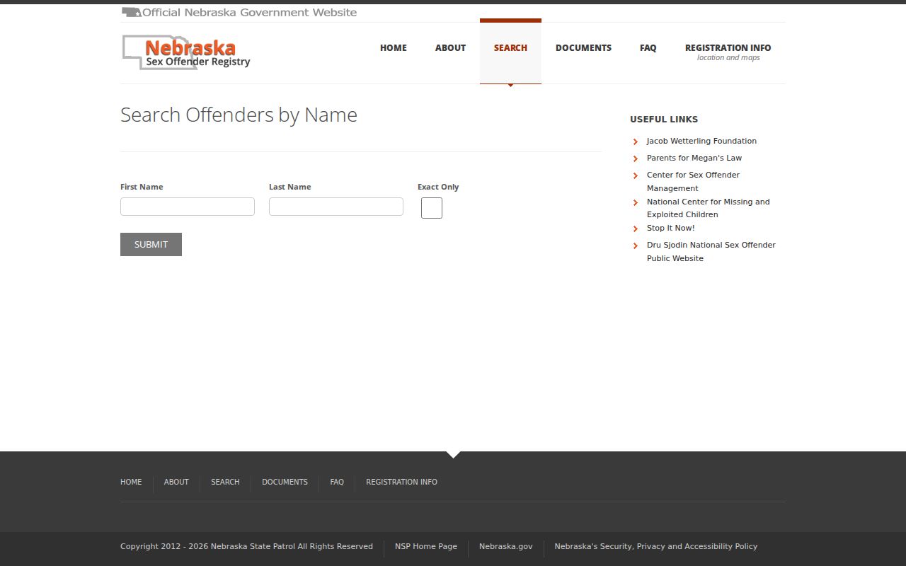 Lincoln residents directory Nebraska State Patrol registry name search